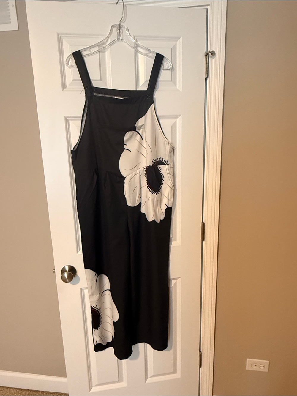 Black jumpsuit with White Floral Print